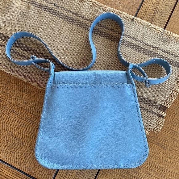 Jill Haber crossbody tassel bag in slate gray blue. High end leather bag! - Picture 3 of 10